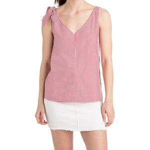 Vineyard Vines Red White Stripe Cotton Taffy Bow Top